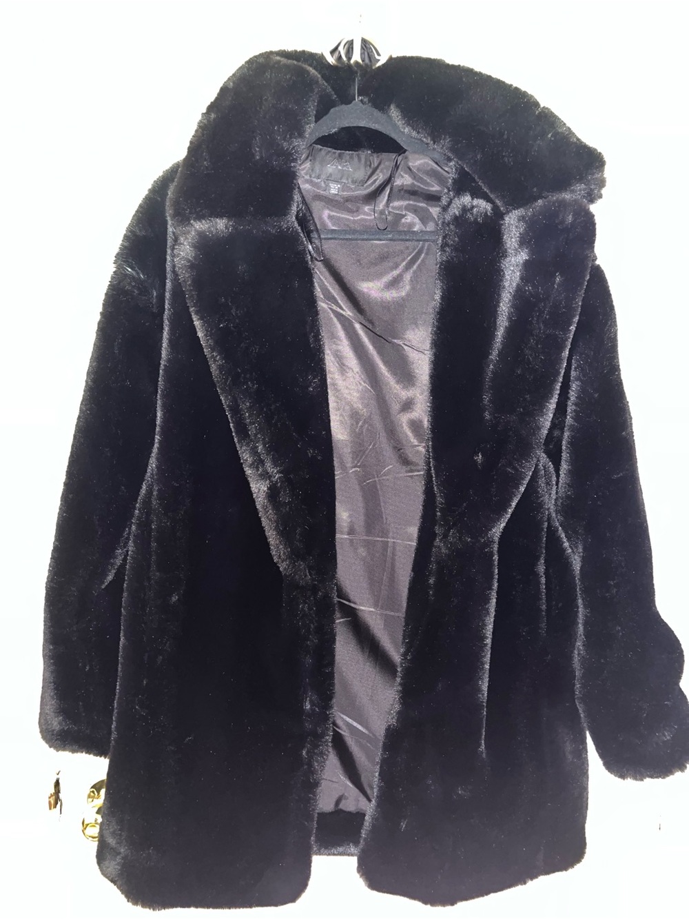 Zara Black Faux Fur Coat